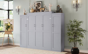 English Elm Full Full Size Murphy Bed with Two Wardrobes and Foldable Platform, Space-Saving Modern Guest Solution Gray 84.9 L x 12 W x 7 H N733S235596E