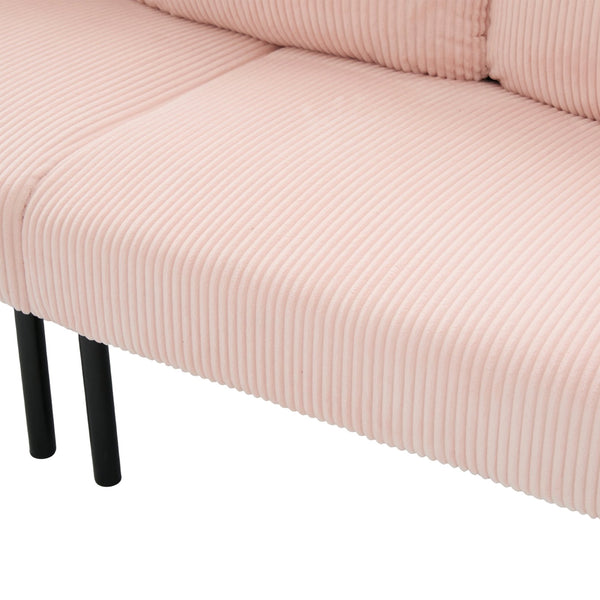 English Elm United We Win Corduroy Loveseat Plush Ergonomic Sofa with Spring Support Metal Legs Pink W1568P410044