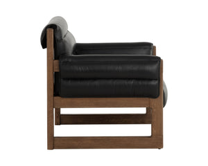 Sunpan Ferguson Lounge Chair - Elegant Channel Tufted Design With Cozy Geralt Linen For Luxurious Comfort Black Leather 111964