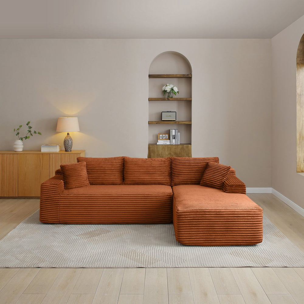 English Elm 105'' Modular L-shape Sectional Corduroy Couch Deep Seat Chaise Living Room Lounge W1117P387987