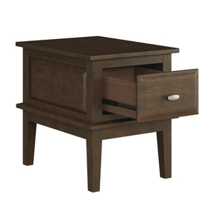 English Elm Transitional Cherry Finish Birch Veneer End Table with Dovetail Drawer and Nickel Hardware B011P459301