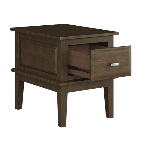English Elm Transitional Cherry Finish Birch Veneer End Table with Dovetail Drawer and Nickel Hardware B011P459301