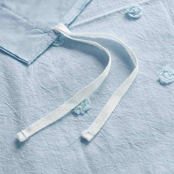 JLA Home Urban Habitat - Cotton Brooklyn Cotton Jacquard Duvet Cover Set with Tufted Chenille Dots, Euro Shams, Pillows Blue UH12-2156