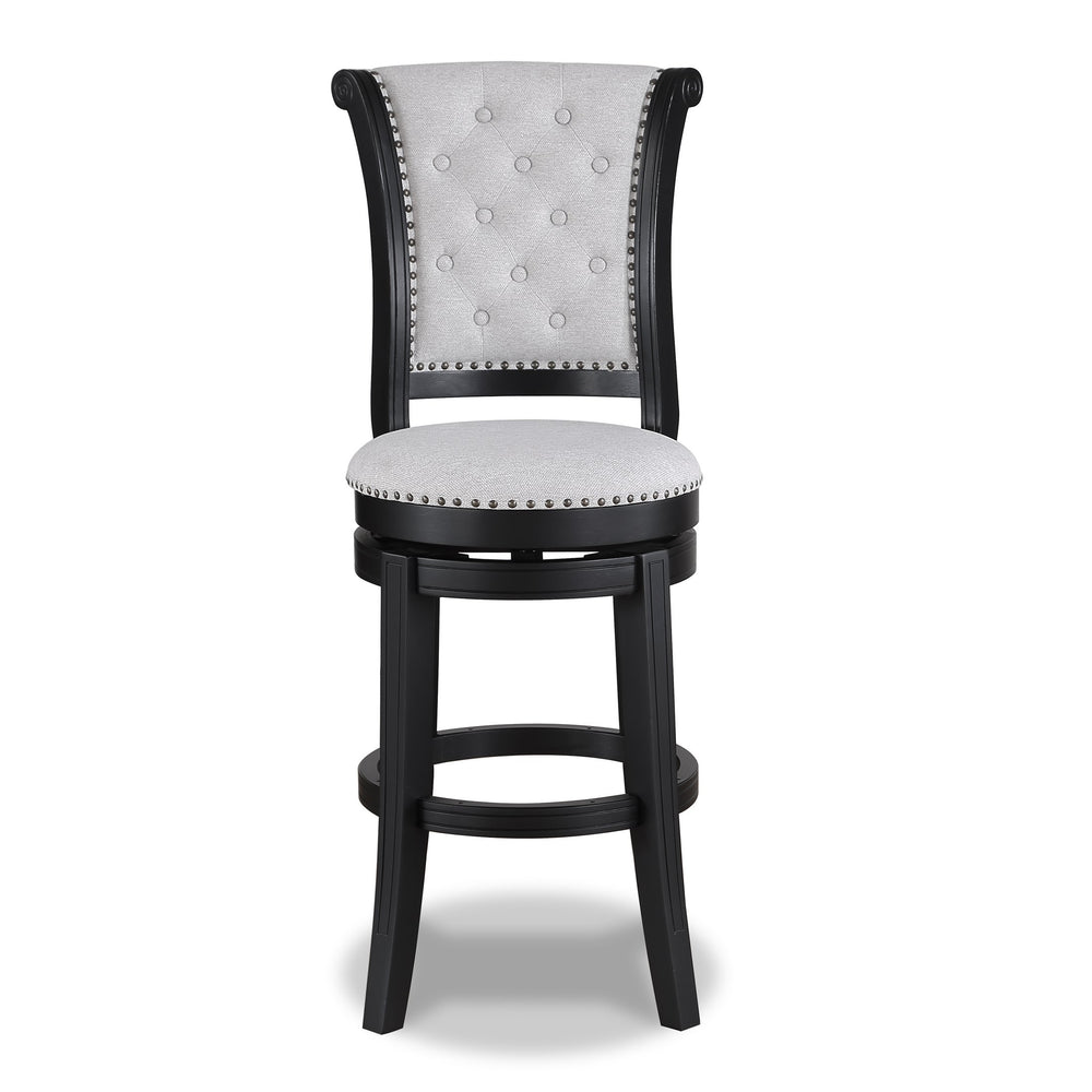 English Elm 2Pc Swivel Pub Stools - Comfortable Counter Height Chairs With Nailhead Trim For Modern Interiors B011P262360