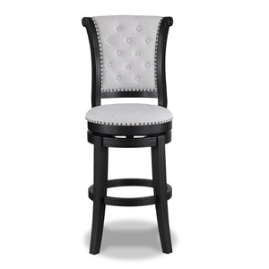 English Elm 2Pc Swivel Pub Stools - Comfortable Counter Height Chairs With Nailhead Trim For Modern Interiors B011P262360