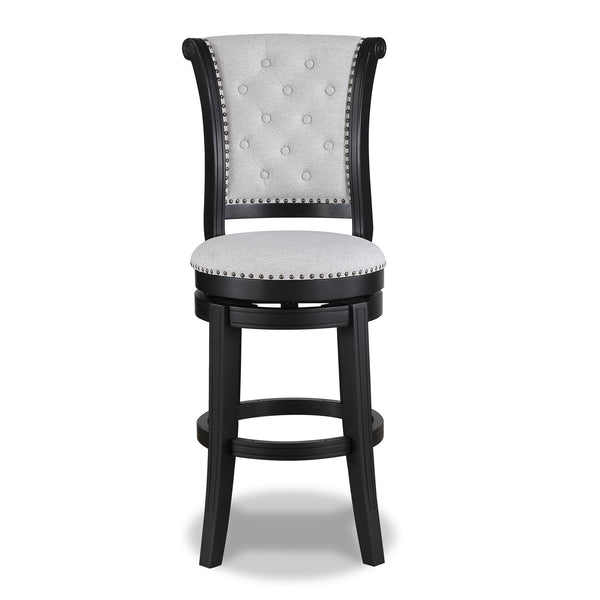 English Elm 2Pc Swivel Pub Stools - Comfortable Counter Height Chairs With Nailhead Trim For Modern Interiors B011P262360