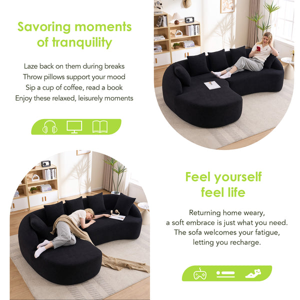 English Elm New Modular Chenille Sectional with Deep Curved Chaise and High-density Foam Seating W2231S00054