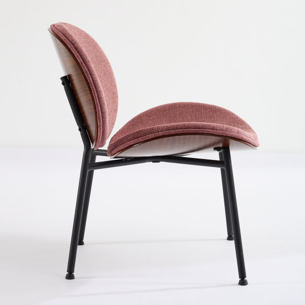 English Elm Mid-Century Shell Chair with Walnut Wood Grain Veneer, Wide Curved Seat, Durable Metal Legs, 330lb Capacity Bean paste red W1143P214254