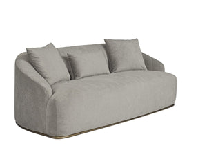 Sunpan ASTRID Sofa - Contemporary Curved Design with Durable Polo Club Stone Fabric & Antique Brass Frame 105334