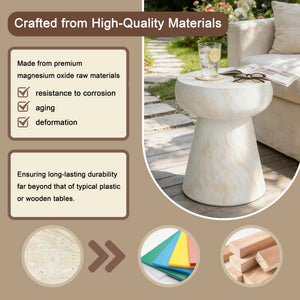 English Elm U_style Sculptural Mushroom Pedestal Table Travertine Mgo Stone Look Patio Accent Beige,Yellow N711P422070M