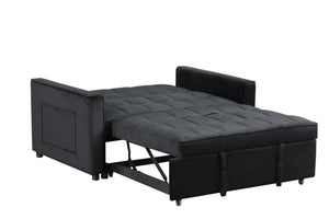 English Elm Maia Velvet Tufted Convertible Loveseat Sleeper with Arm Pockets for Compact Spaces B2749P413195