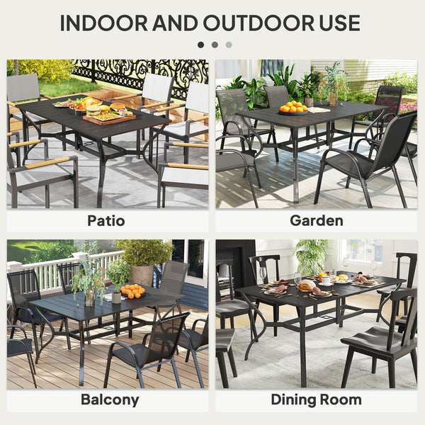 English Elm Stable Faux Wood Slatted Patio Dining Table Seats Six with Umbrella Hole T3971P428194