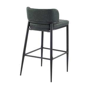 English Elm Christopher Knight Home® - Metal Industrial Leathaire Barstool Set of 2 with Comfortable Seat, Footrest, Non‑Slip Feet, Durable Frame Dark Green N771P247188L