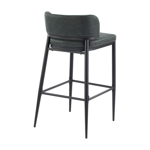 English Elm Christopher Knight Home® - Metal Industrial Leathaire Barstool Set of 2 with Comfortable Seat, Footrest, Non‑Slip Feet, Durable Frame Dark Green N771P247188L