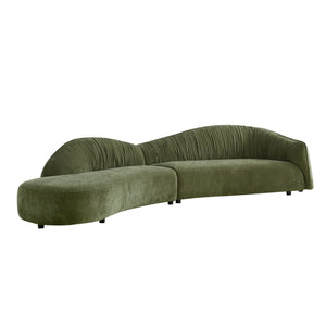 English Elm 145.67'' Stylish Mid-Century Green Sofa With Left-Facing Chaise For Living Room, Bedroom & Office W876S00324