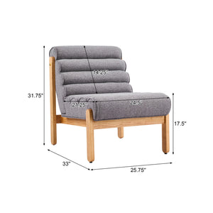 English Elm Fluffy Shearling Accent Chair Plush Tiered Back Solid Wood Frame Cozy Reading Nook Dark Gray,Natural N767P366257G