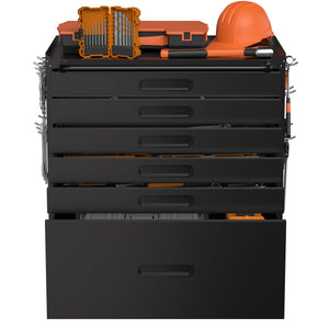 English Elm 34.3" Rolling Steel Tool Cabinet with 3 Drawers Lockable Doors and Pegboard Side Panels T2398P442673