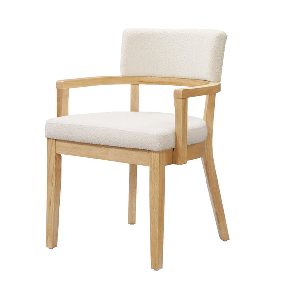 English Elm Christopher Knight Home® - Mid Mid Century Modern Boucle Dining Chairs with Wood Frame, U-Shape Arms, High-Density Foam Comfort Beige,Oak N771P331337A