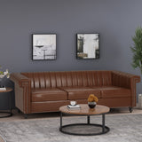 Christopher Knight Home® - Noble House - Drury Contemporary Channel Stitch 3 Seater Sofa With Nailhead Trim