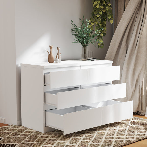 English Elm 19.7-inch Matte Finish 3 Drawer Nightstand Set of 2 Handle Free Modern Bedroom Storage White W3151S00079