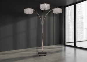 English Elm 1pc Modern Multi-Head Floor Lamp with Crystal-Encrusted Shades, Adjustable Height, Dimmer Control Silver 66.93 L x 18.5 W x 3.44 H B2741P290176