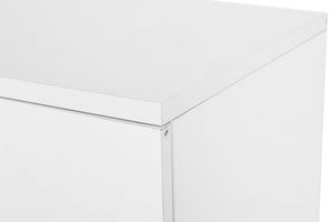 English Elm White Five Drawer Rolling Storage Cabinet with Sleek Cutout Handles for Any Room B372P407630