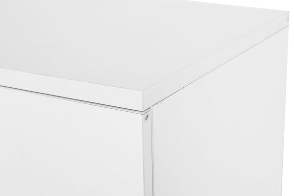 English Elm White Five Drawer Rolling Storage Cabinet with Sleek Cutout Handles for Any Room B372P407630