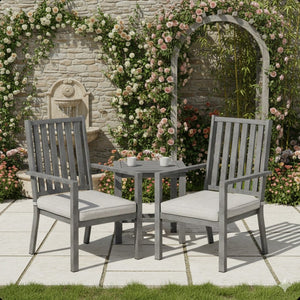 English Elm Set of 4 Outdoor Aluminum Dining Chairs Wood Grain Texture Waterproof Cushioned Patio Gray B082P455142