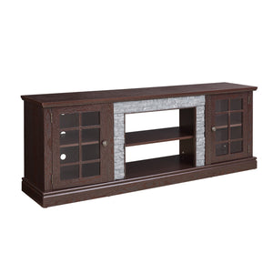 English Elm 70" Modern TV Stand with Faux Stone Top, Spacious 2-Door Media Console with Cable Management and Adjustable Shelves, Vintage Metal Handles, Durable MDF Construction for Living Room Entertainment (Fits up to 75") Cherry W2275P342689