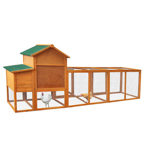English Elm Chicken Coop Solid Fir Outdoor Poultry House with Nesting Boxes and Predator Safe Run W3166P455683
