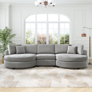 English Elm Christopher Knight Home® - 3-seater Curved Chenille Sofa with Plush 7.5" Seat Cushions and Two Pillows for Stylish Living DARK GREY N763S000020R