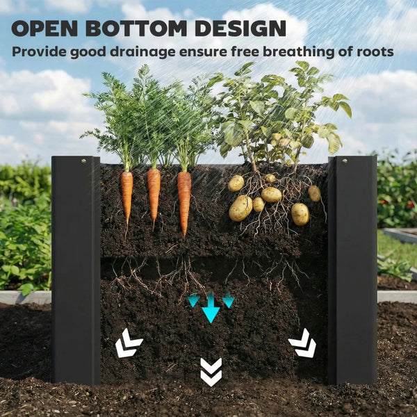 English Elm Balcony Raised Garden Planter Galvanized Steel Elevated Herb Bed for Patio Outdoor Use Black T3971P481342