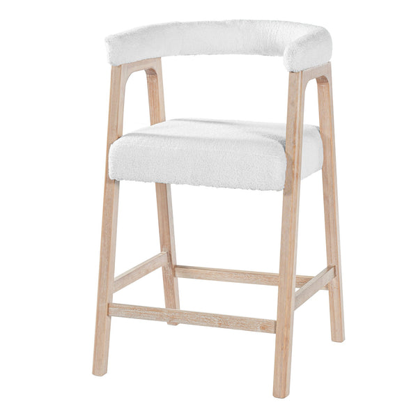 English Elm 24'' Upholstered Counter Stools with Arms Beige Set of 2 for Kitchen Island Natural N780P354192N