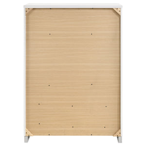 English Elm Dulcey High-Gloss Six-Drawer Dresser with Sleek Metal Accents and Spacious Storage for Bedrooms White B062P378385