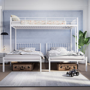 English Elm Triple Bunk Bed Steel Frame Sleeps Three Kids with Noise Reduced Powder Coated Design W3752S00002