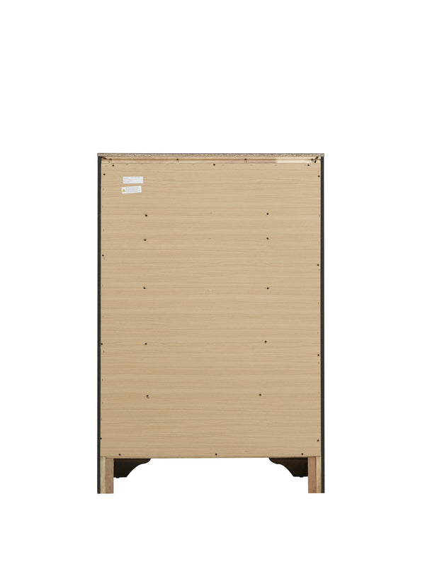 English Elm Madrid 6-Drawer Chest with Felt-Lined Full-Extension Drawers, Modern Laminate Wood Grain Finish Gray 56 L x 37 W x 20 H B078P285996