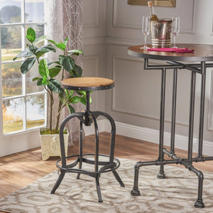 English Elm Christopher Knight Home® - Firwood Industrial Swivel Barstool with Adjustable Height, Firwood Seat & Sturdy Iron Frame, Pewter Natural Finish 52135.00