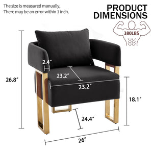 English Elm Ts Velvet Accent Chair Set of Two with Gold Metal Legs for Living Room or Office Black W2311P414940