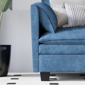 English Elm 141.5'' Large U-Shaped 6-Seater Sofa With Movable Ottoman, Modern Fabric Couch For Ultimate Comfort W680S00042