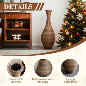 English Elm 39-inch Tall Artificial Rattan Floor Vase with Modern Beige Finish, 37.75" Sturdy Statement Accent for Living Room39-inch Tall Artificial Rattan Floor Vase with Modern Beige Finish, 37.75" Sturdy Statement Accent for Living Room Beige+Grey W2796P193944