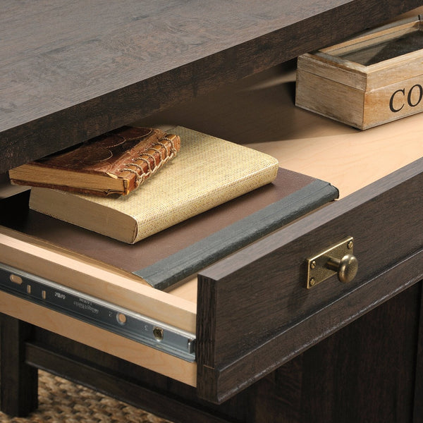 English Elm Executive Desk - Warm Brown Finish With Ample Storage, Cable Management & Durable Design For Home Office B356P402585