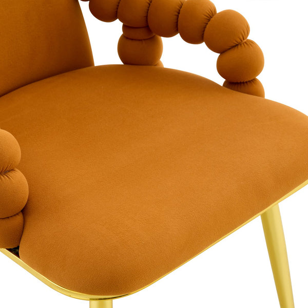 English Elm Set of 2 Sculptural Bubble Backrest Velvet Dining Chairs with Gleaming Gold Legs W3875P370855