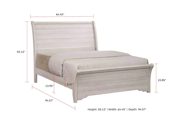 English Elm 1Pc Contemporary Queen Sleigh Bed With Curved Headboard In Chalk Gray - Modern Elegance For Your Bedroom B2741S00252