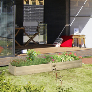 English Elm Outsunny 8X2Ft Elevated Wooden Garden Bed Kit With Dual Boxes For Healthy Vegetables And Herbs W2225P217251-GIGA