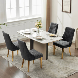 English Elm Rayon Chenille Dining Chairs Set Of 2 - Elegant Upholstered Accent Chairs With Gold-Plated Legs W1143P293315-GIGA