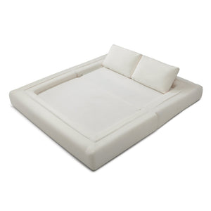 English Elm 81'' Corduroy Floor Sofa Convertible Loveseat Futon Sleeper with Foam Fill and Pillows Beige W1117P459678