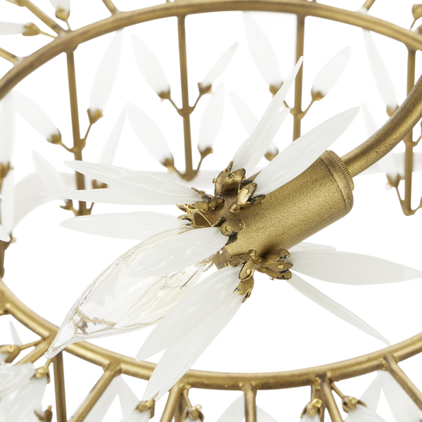 Magnum Opus Grande Chandelier: Exquisite Vintage-Style Fixture with Elegant Brass & White Glass Design