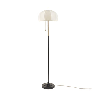 English Elm Textured Ribbed Ceramic Floor Lamp Fluted Fabric Dome Shade Warm Ambient Living Room B035P496602