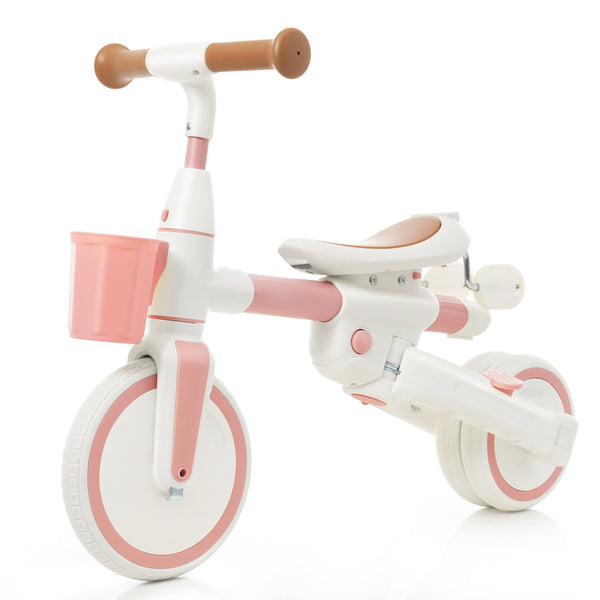 English Elm 7 in 1 Convertible Toddler Tricycle Aluminum Frame Push Trike with Rotating Seat Canopy Pink N726P300636G