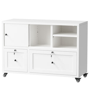 English Elm 28"h White Steel Rolling File Cabinet Locking Drawers Quiet Slides Home Office T2398P465996